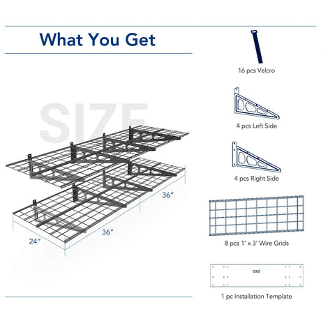 FLEXIMOUNTS 2-Pack 2x6ft Garage Shelving 24-inch-by-72-inch Wall Shelf Garage Storage Rack Floating Shelves, Black FLEXIMOUNTS