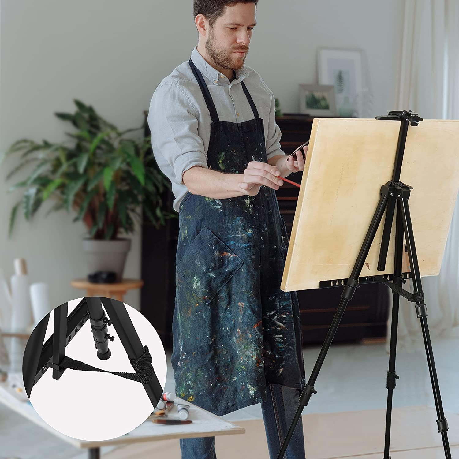 Artify 66 Inches Double Tier Easel Stand, Adjustable Height from 22-66”, Tripod for Painting and Display with a Carrying Bag, Pack, Black ARTIFY art supplies