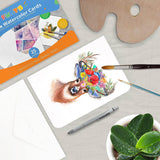 Funto Blank Watercolor Cards and Envelopes, 50 Cards, 5''x7'', 140lb/300gsm, White, Acid-Free, Heavyweight Paper for Watercolor Painting, Funto