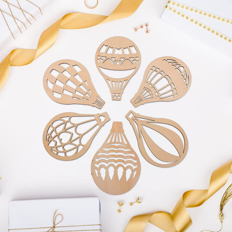 MAGICLULU 30pcs Wooden Unfinished Hot Air Balloon Slice Unpainted Wooden Hot Air Balloon Blank Hollow Hot Air Balloon Cutouts for DIY Craft Art MAGICLULU