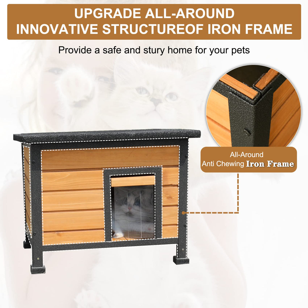 X-ZONE-PET Outdoor Cat House for Cats, Rainproof Outside Kitty House, Wooden Kitten Condo, Waterproof Roof, Indoor and Outdoor use for Cat,Dog,Rabbit X-ZONE PET