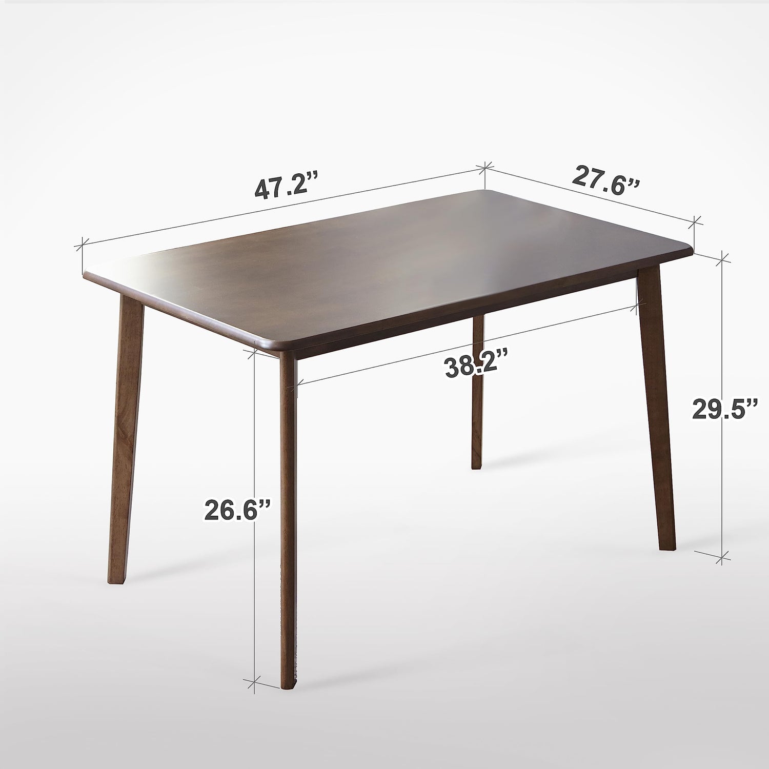 Livinia Canberra 47.2" Rectangular Wooden Dining Table/Mid Century Modern Malaysian Oak Kitchen Table (Walnut) Table Only Livinia