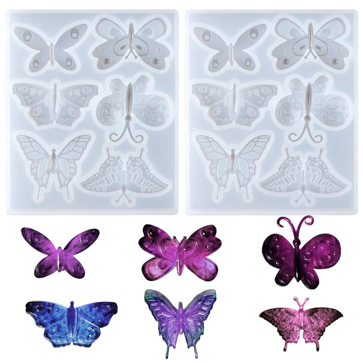 2 Pack Butterfly Epoxy Resin Mold Butterfly Silicone Mold Butterfly Resin Mold 6 Styles Butterfly Jewelry Pendant Mold for Keychain Earring Necklace KALIONE