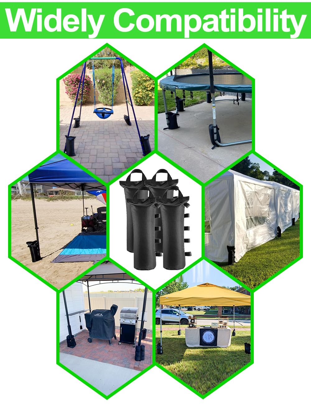 120LBS Extra Large Heavy Duty Canopy Weights Sand Bags for Ez Pop Up Canopy Tent Gazebo Outdoor Instant Sun Shelter Patio Umbrella, Upgraded 5 Giftape