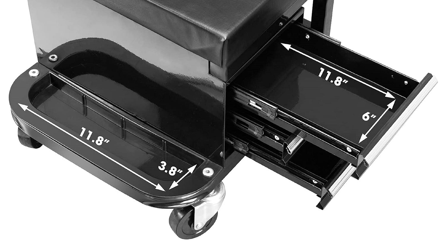 BIG RED Rolling Creeper Garage/Shop Seat with Three Built-in Drawers, Rolling Tool Chest,Black,APD2016AR BIG RED