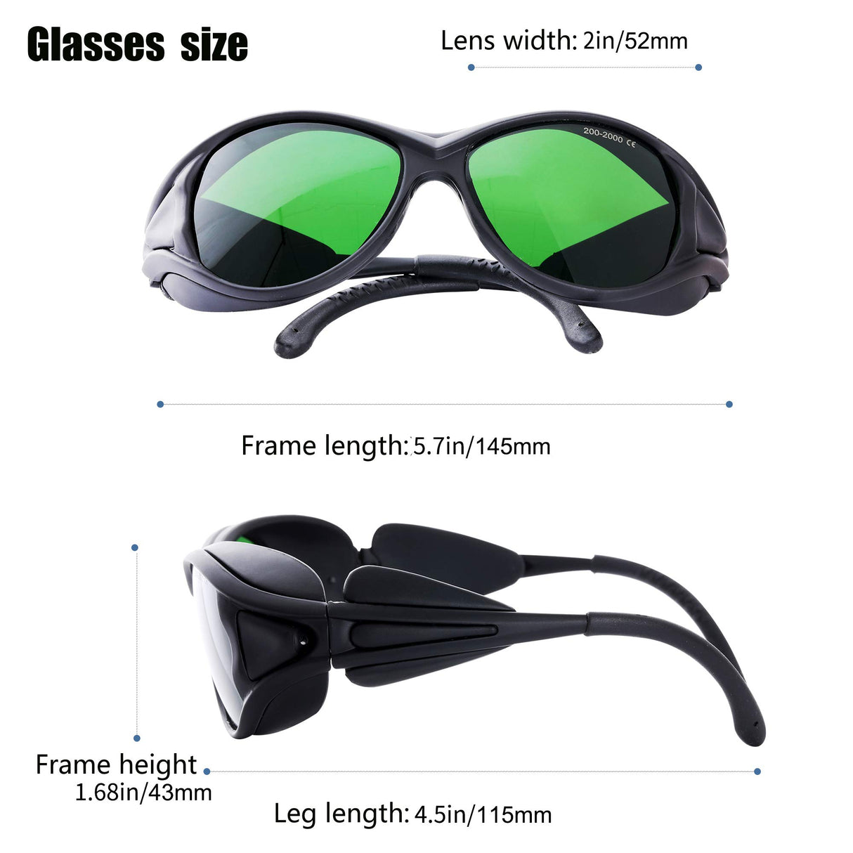 JILERWEAR Professional Laser Safety Glasses for 405nm,445nm,450nm,532nm,850nm Laser and 190nm-490nm Wavelength Violet/Blue/Red Laser Protection JILERWEAR