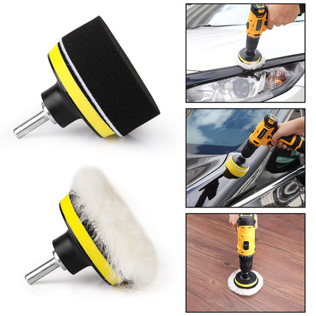 Kshineni 3 Inch Drill Buffing Pad, 11 Pcs Car Foam Polishing Pads Kit, Drill Buffer Polisher Attachment Buffing Kit for Car Polishing, Waxing, Kshineni