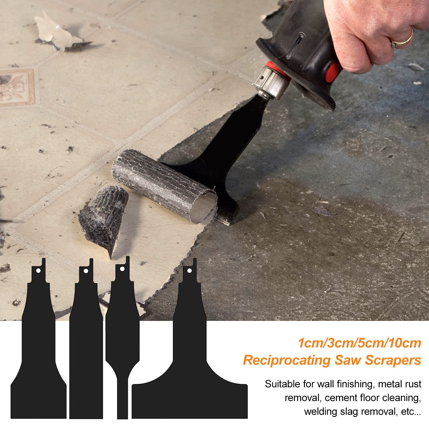 5PCS Reciprocating Saw Spatula Brush Set, Reciprocating Saw Attachment Includes Reciprocating Saw Shovel and Wire Brush, Durable and Strong, Electric YUANYUU