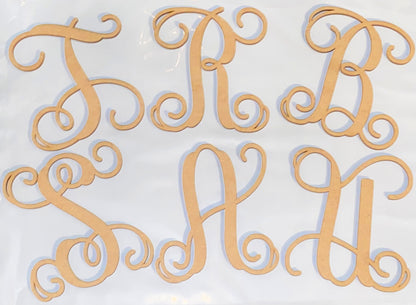9'' Tall Wooden Letters G Vine Monogram Unfinished Craft, Wood MDF Script Monogram Letter for Wedding Initial Decor, Paintable Cutout