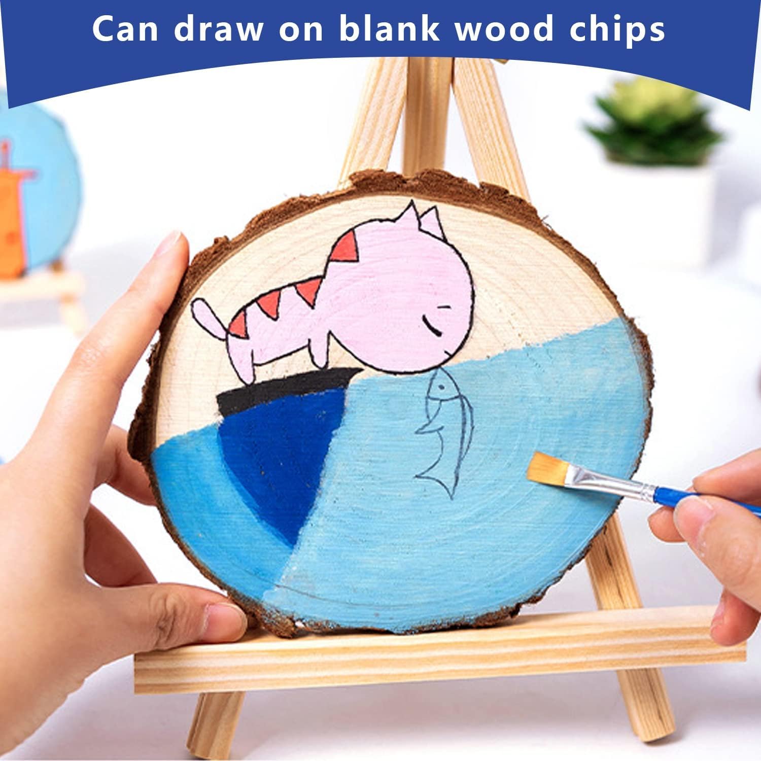 Unfinished Wood Slices for centerpieces 18 PCS 5.1-5.5 Inch,Round Wooden Discs with Tree Bark,Wood Cookies Circles for Crafts Christmas William Craft