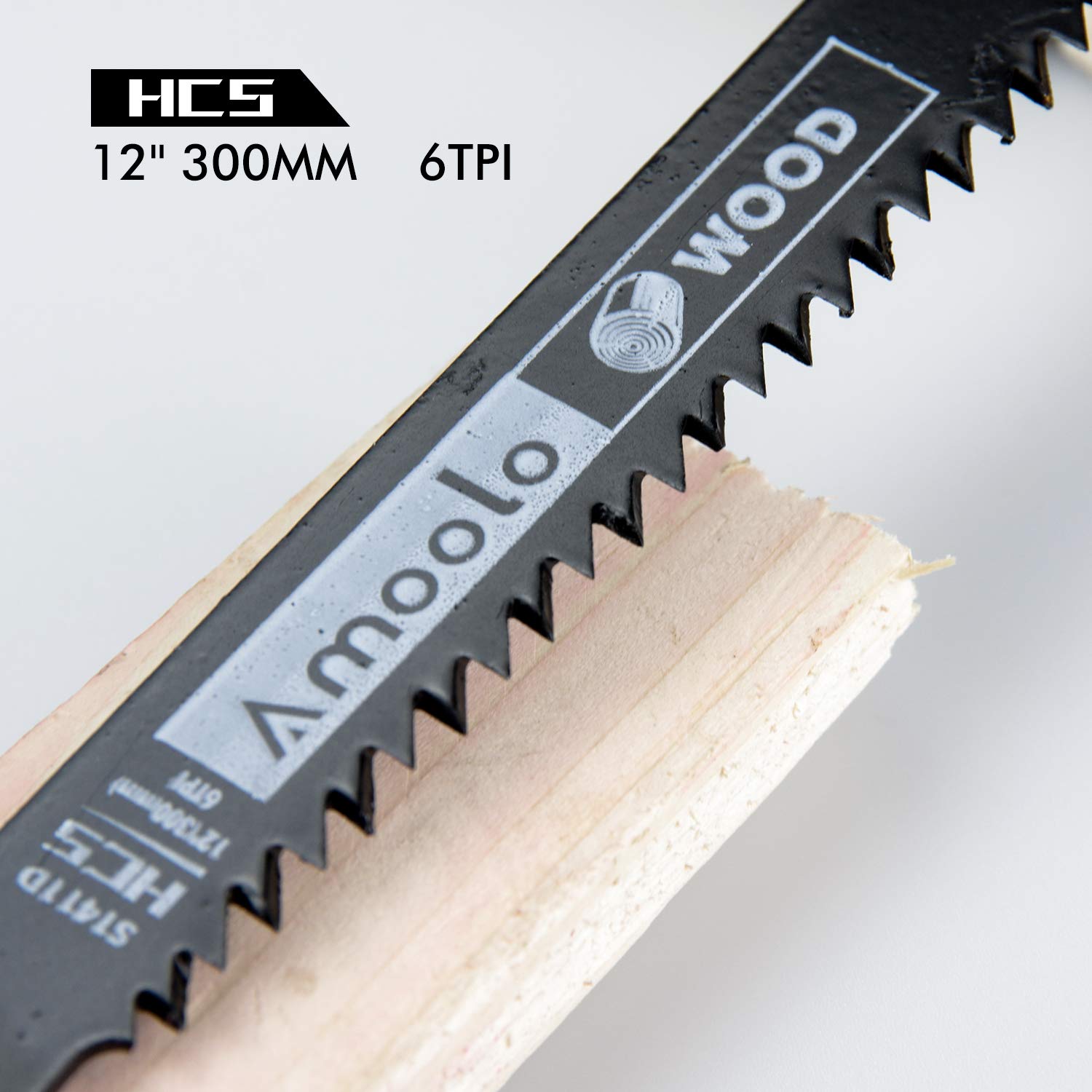 Amoolo Wood Pruning Reciprocating Saw Blade,12 Inch 6TPI Sharp Ground Teeth for Reciprocating/Sawzall Saws/Sabre Saws,6 Pcs Pack Wood Cutting Set amoolo