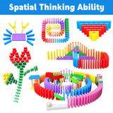 Large Dominoes for Kids, Wooden Dominos Set Include 200 PCS Colorful Domino Blocks, 11 Add-on Tricks and 1 Storage Bag, Bulk Building Dominoes, Tile PEBIRA