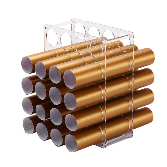 leevehold Vinyl Roll Storage Rack, Sturdy Vinyl Roll Holder, Vinyl Storage Organizer for Craft Room, 20-Holes | Aperture 2 Inch, Easy to Assemble - WoodArtSupply