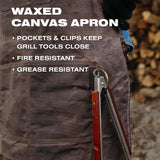 Breeo Waxed Canvas Apron | Leather Straps | D Rings & Pockets | Adjustable Straps Breeo