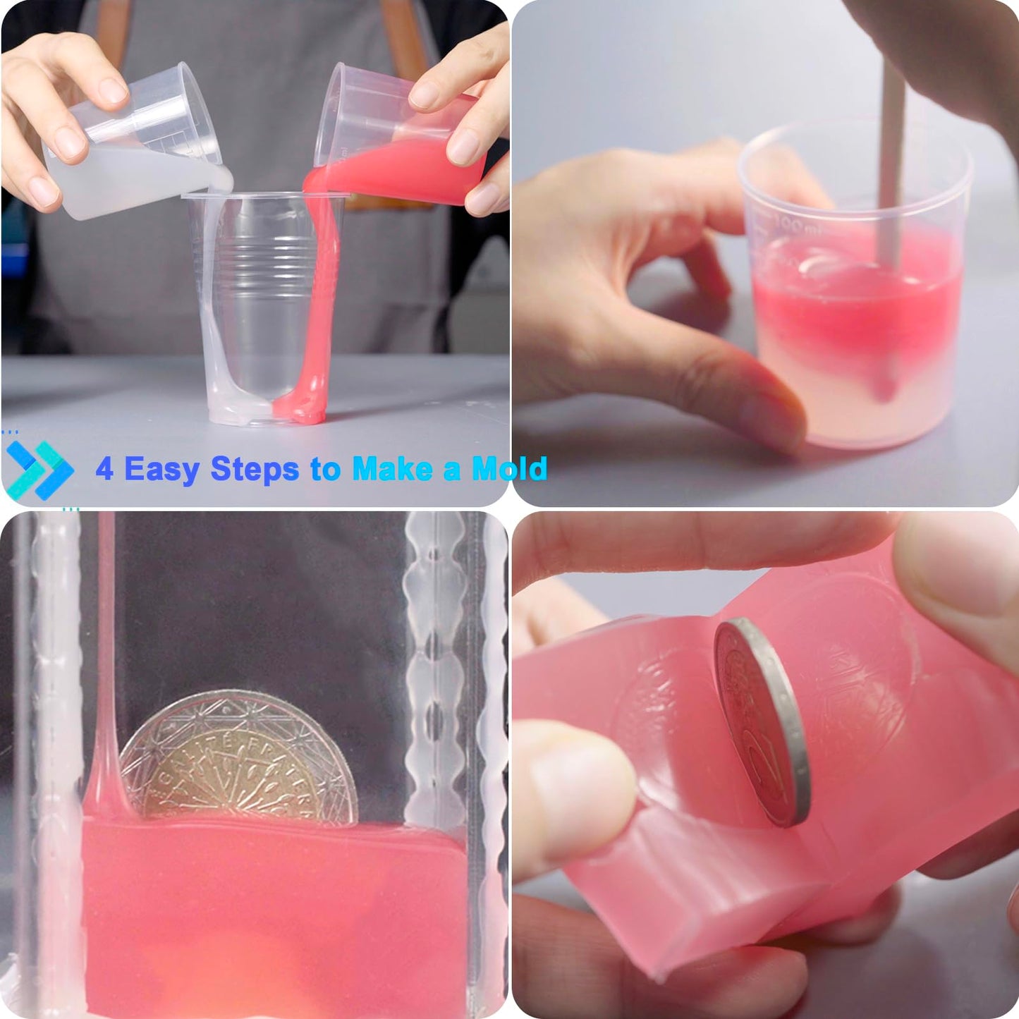 BBDINO Silicone Mold Making Kit 20A, Mold Making Silicone Translucent, Liquid Silicone for Mold Making 1:1 by Volume, Ideal for Casting Resin, Soap,