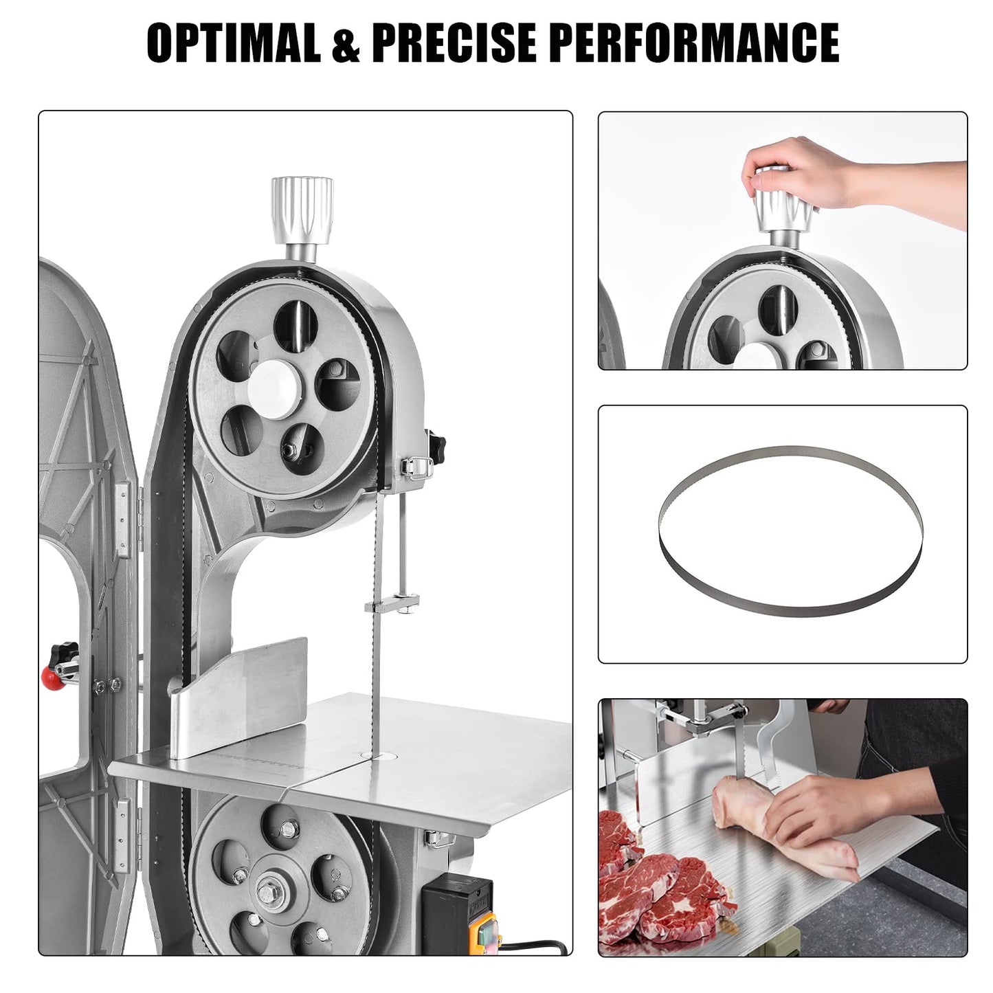 1500w Commercial Electric Meat Bandsaw for Butchering Countertop Bone Sawing Machine 0.4-7Inch Thickness Adjustable Meat Cutting Machine 16x19Inch - WoodArtSupply