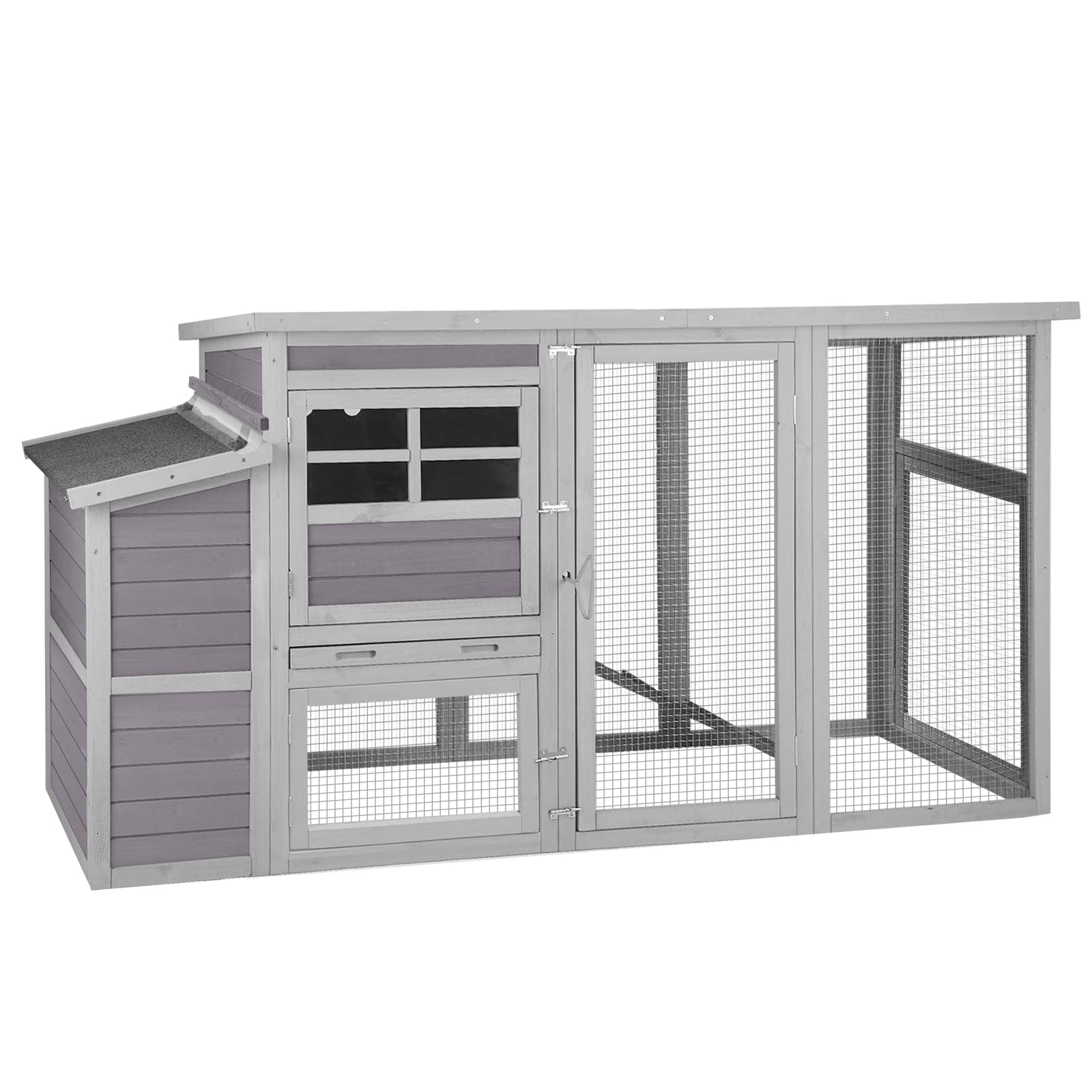 Aivituvin Chicken Houses and Coops Outdoor Coop, Large Coop Wooden Hen House Poultry Cage with Nest Box and Large Run -78in - WoodArtSupply