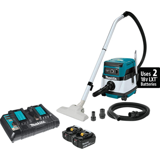 Makita XCV04PT 18V X2 LXT® Lithium-Ion (36V) Cordless/Corded 2.1 Gallon HEPA Filter Dry Dust Extractor/Vacuum Kit (5.0Ah) - WoodArtSupply