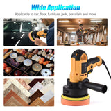 Buffer Polisher, Geevorks Buffer Waxer 5-inch, Variable Speed Car Polisher 600-3700RPM with Detachable Handle/ 6PCS Sponge Pad/ 6PCS Cloth Bonnet Geevorks