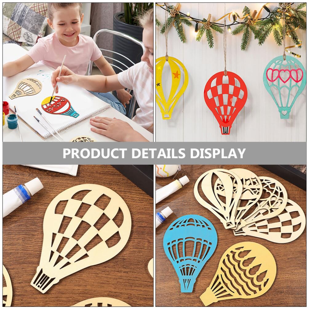 VOSAREA 10 Set Decor Wood Cutouts for Crafts Unfinished Wood Ornaments Hot Air Balloon Wood Discs Hot Air Balloon Wood Slices Wood Hot Air Balloon VOSAREA