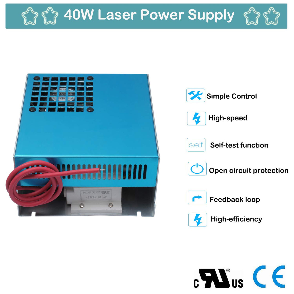 𝟮𝟬𝟮𝟯 𝙐𝙥𝙜𝙧𝙖𝙙𝙚𝙙 40W CO2 Laser Power Supply for CO2 Laser Engraver Cutter MYJG, 110/220VAC CO2 Laser Engraving Cutting Machine Power Supply Ketofa