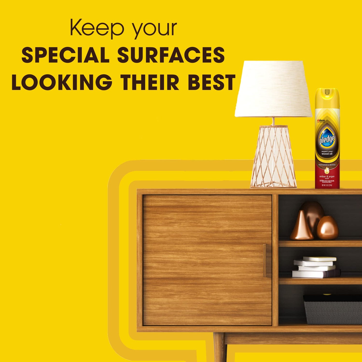 Pledge Wood Oil, Expert Care, Aerosol, Amber & Argan Scent, 9.7 oz. Pledge