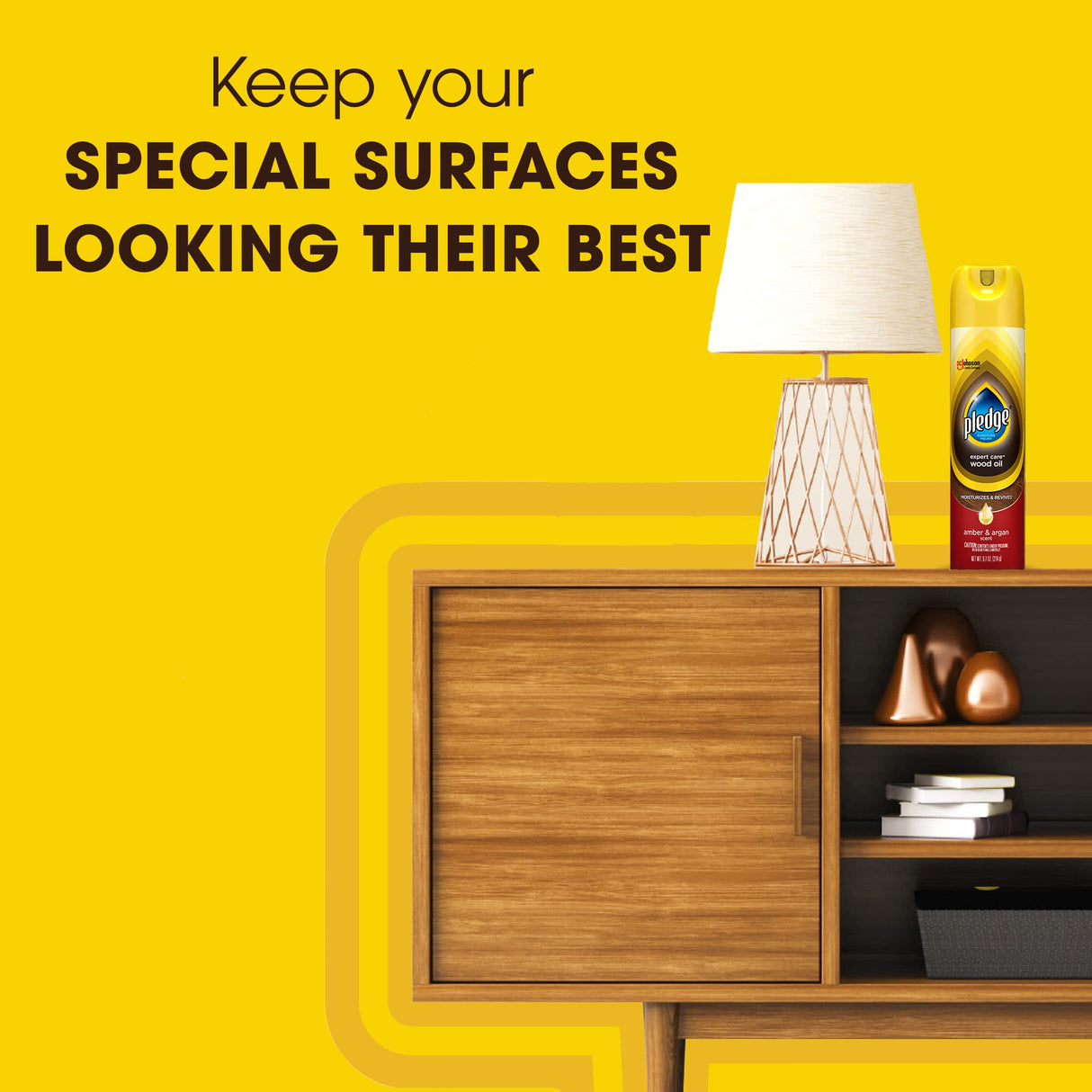 Pledge Wood Oil, Expert Care, Aerosol, Amber & Argan Scent, 9.7 oz. Pledge