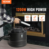 VEVOR Vacuum Cleaner 4 Gallon with 1200W Powerful Suction, Ash Vac Collector with 47.2 in Flexible Hose, for Fireplaces, Pellet, Wood Stove, Log VEVOR