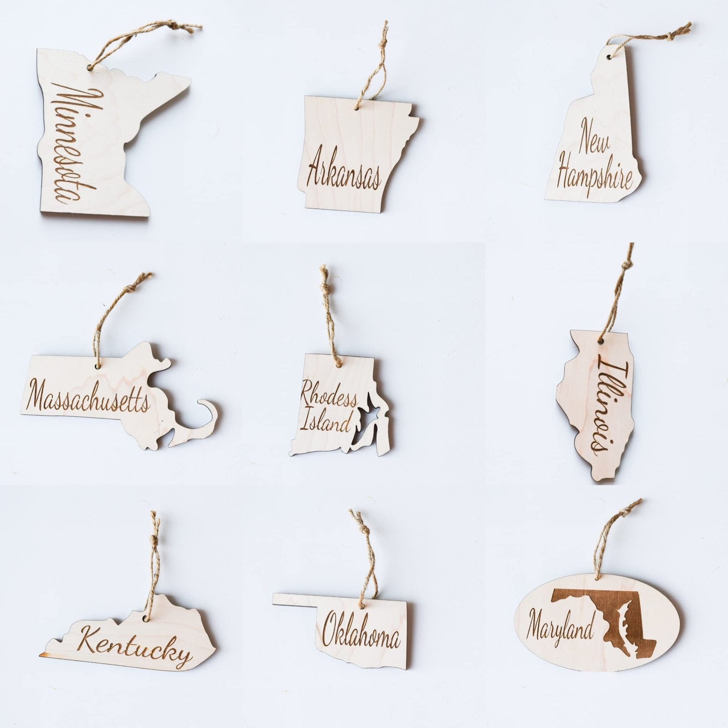 State Christmas Ornaments, Wooden Tree Holiday Decor, Unfinished 2021 Personalized Unique Durable Engraved Shapes (New York) - WoodArtSupply