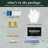 Kintsugi Repair Kit Gold, Japanese Kintsugi Kit to Improve Your Ceramic, Repair Your Meaningful Pottery with Gold Powder Glue, Perfect for Beginners 1DFAUL