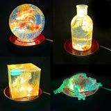 Voaesdk Root Carving Wooden Light Display Base 4.5 Inch Round Wood LED Lighted Stand Base Crystal Display Pedestal for 3D Crystal Figurine Glass Voaesdk