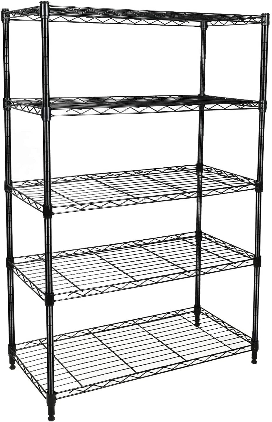 Simple Deluxe Heavy Duty 5-Shelf Shelving Unit 1250Lb Capacity, 29.92" D x 13.98" W x 62.99" H, 5 Tier, Black - WoodArtSupply