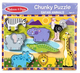 Melissa & Doug Safari Wooden Chunky Puzzle (8 pcs) - Wooden Puzzles for Toddlers, Animal Puzzles For Kids Ages 2+ - FSC-Certified Materials , 12" x Melissa & Doug