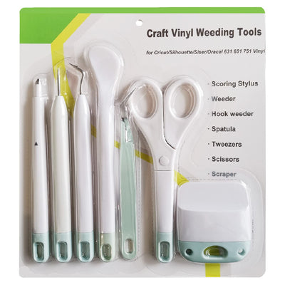 Craft Vinyl Weeding Tools Set,Precision Tool Kit for Crafting and DIYs, Scissor,Tweezers,Weeders,Scraper,Spatula,Scoring Stylus Pen for