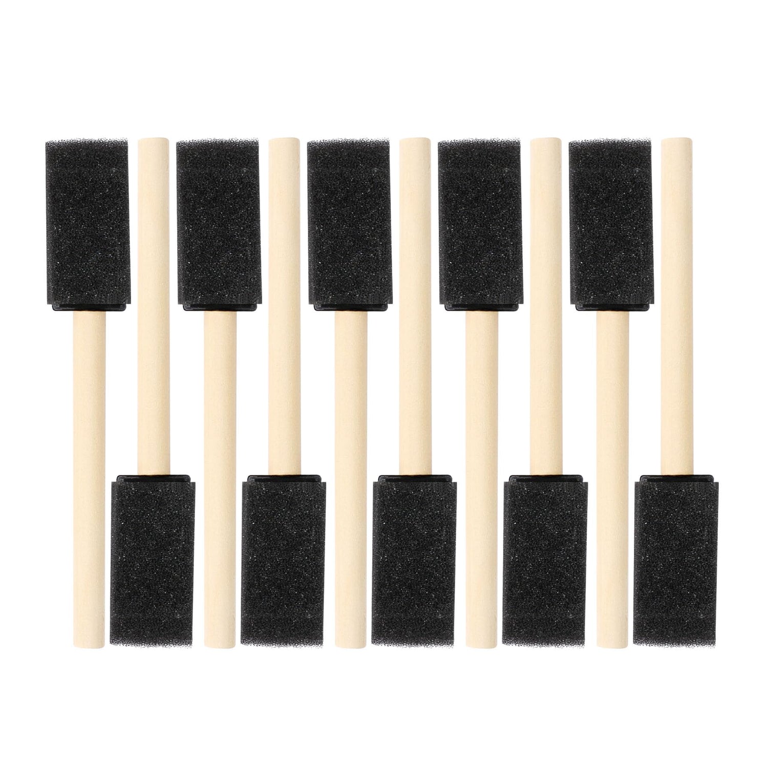 MIDELONG 1-inch Black Foam Paint Brushes Set, Wood Handle Sponge Brush Sponge Paint Brushes Durable Foam Brushes for Painting, Acrylics, Stains, MIDELONG