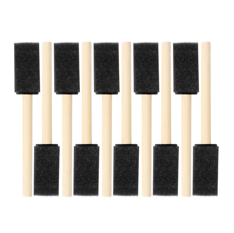MIDELONG 1-inch Black Foam Paint Brushes Set, Wood Handle Sponge Brush Sponge Paint Brushes Durable Foam Brushes for Painting, Acrylics, Stains, MIDELONG