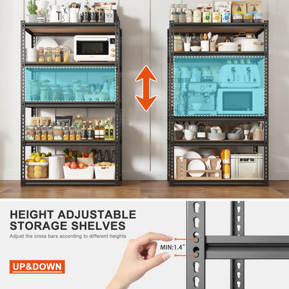 REIBII 72" H Garage Shelving Heavy Duty Storage Shelves 2000LBS Adjustable 5 Tier Metal Storage Shelving for Garage Storage Shelving Unit for - WoodArtSupply