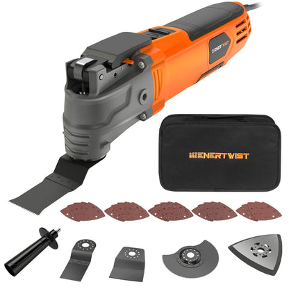 ENERTWIST Oscillating Tool, 4.2 Amp Oscillating Multitool Kit with 5° Oscillation Angle, 6 Variable Speed, 31pcs Saw Accessories, Auxiliary Handle