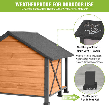 Dog House Outdoor & Indoor Unique All-Around Iron Frame Dog Kennel for Winter with Raised Feet for Small & Medium & Large Dogs,Weatherproof Roof - WoodArtSupply