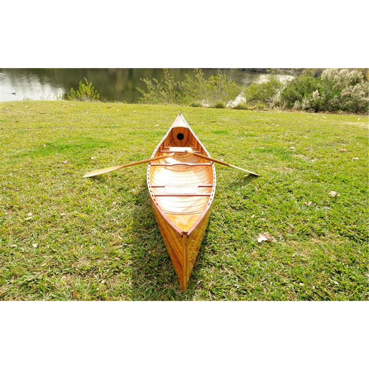 Wooden Canoe with Ribs Curved Bow, 12-Feet Wooden Boat USA