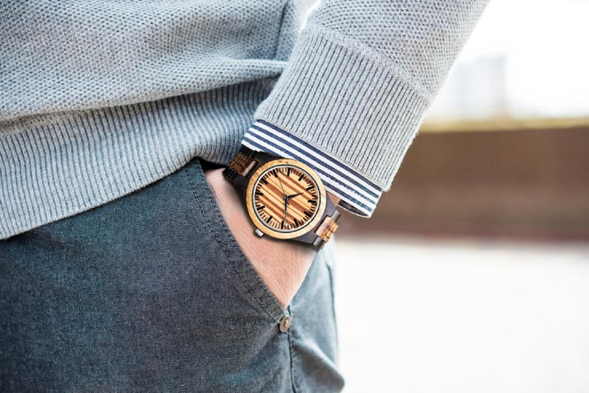 UMIPHIMAT Engraved Wooden Watch for Dad from Son - Personalized Wood Watch Idea for Him Christmas Fathers Day Birthday Gifts UMIPHIMAT