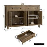 HOSTACK 55" Buffet Sideboard Cabinet with Storage, Modern Farmhouse Coffee Bar Cabinet with Drawers and Shelves, Barn Doors Storage Cabinet for HOSTACK