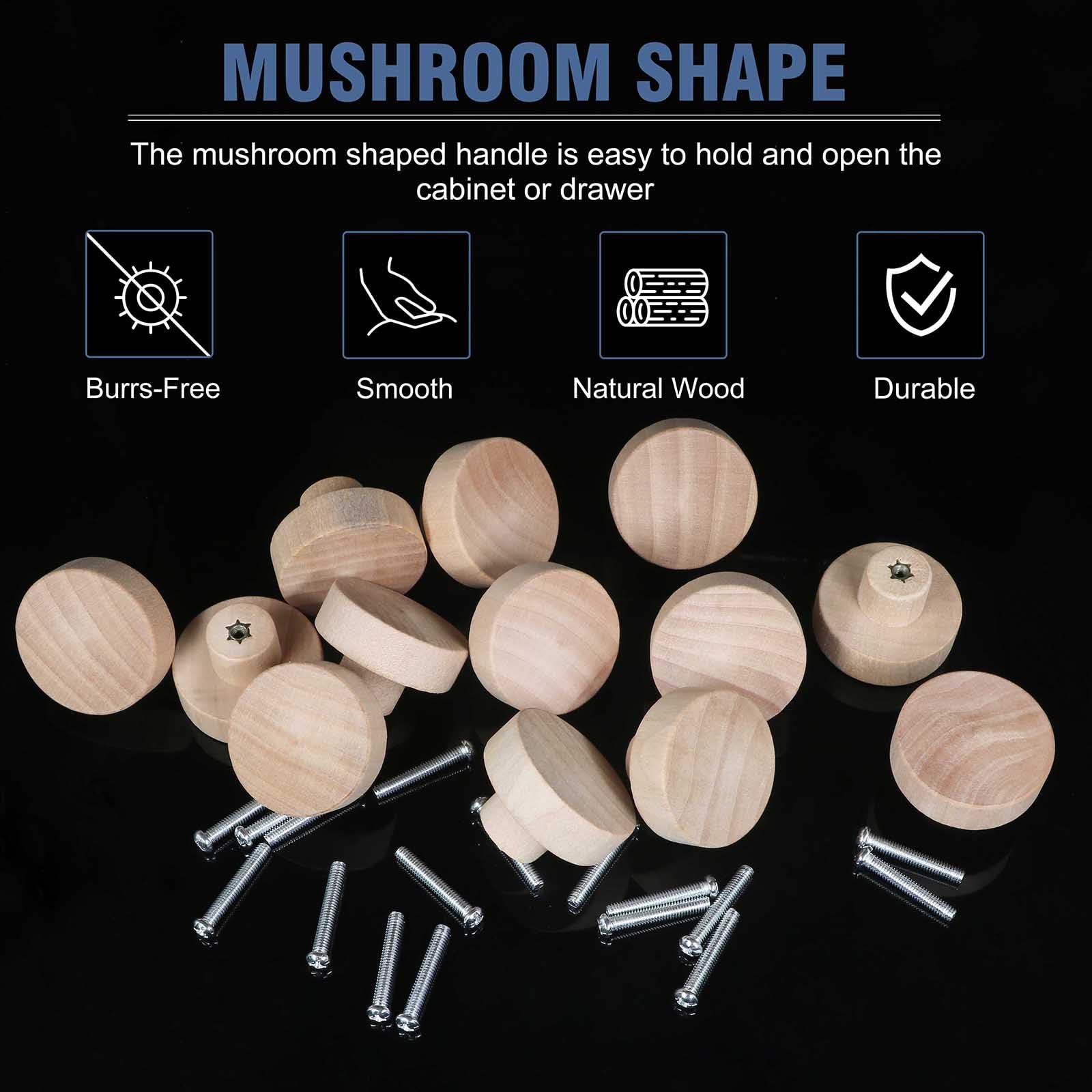 FoDau770 30pcs Unfinished Wood Knobs, Flat Top Round Cabinet Knobs Vintage Drawer Knobs, Natural Wooden Cabinet Hardware for Furniture Drawer Dresser - WoodArtSupply