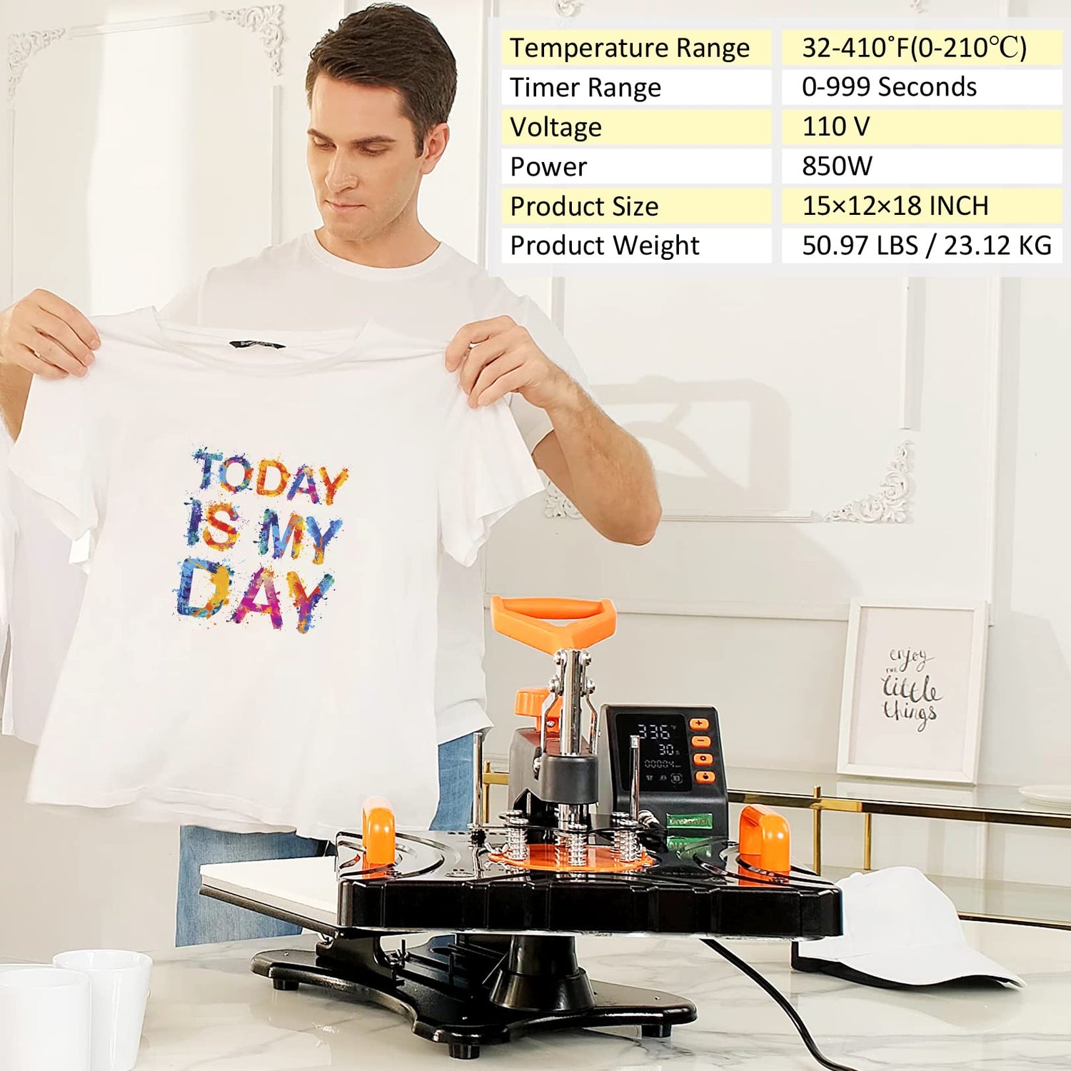 DREAMVAN Heat Press Machine, Upgraded 8 in 1 Heat Transfer Machine, 12" X 15" Digital Industrial Sublimation Heat Printing Combo with 360 Degree DREAMVAN