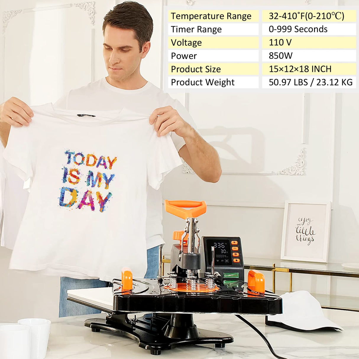 DREAMVAN Heat Press Machine, Upgraded 8 in 1 Heat Transfer Machine, 12" X 15" Digital Industrial Sublimation Heat Printing Combo with 360 Degree DREAMVAN