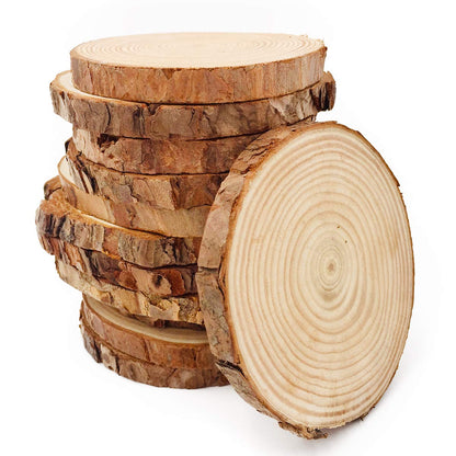 Unfinished Natural Wood Slices 12 Pcs 3.5-4 inch Craft Wood kit Circles Crafts Christmas Ornaments DIY Crafts with Bark for Crafts Rustic Wedding