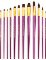 Royal Brush Manufacturing Royal and Langnickel Zip N' Close 12-Piece Brush Set, Firm Burgundy Taklon, Assorted Royal Brush
