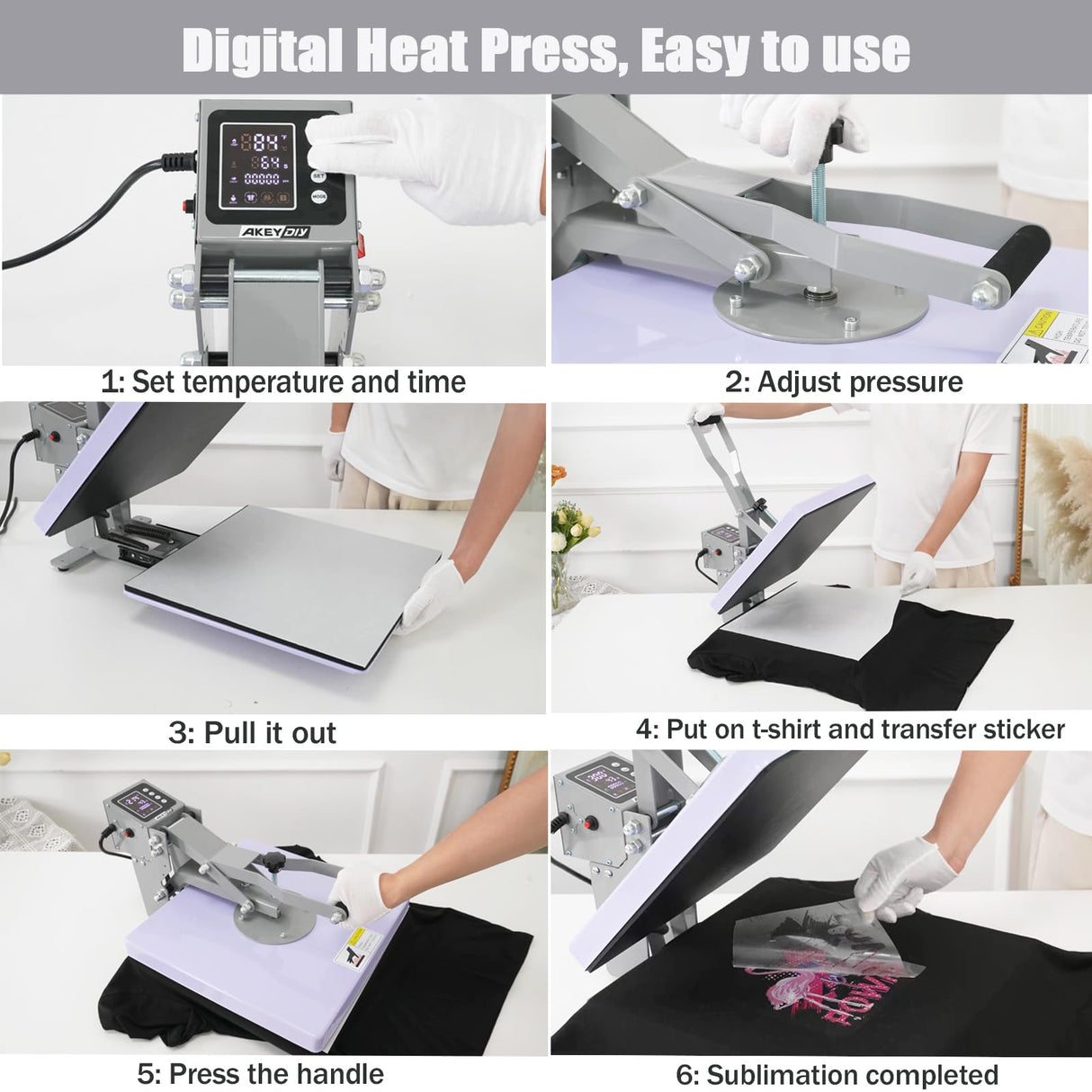 AKEYDIY Heat Press 15X15 Slide Out Sublimation T-Shirt Heat Press Machine for T Shirts Industrial-Quality Digital Sublimation Heat Press Machine for AKEYDIY