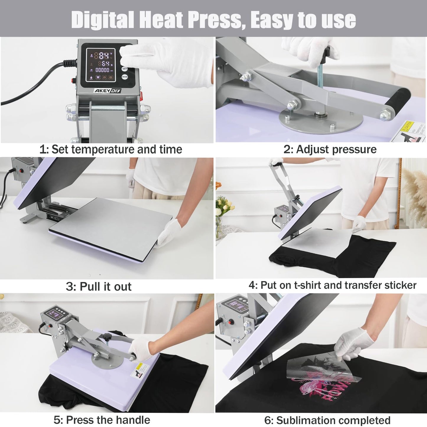 AKEYDIY Heat Press 15X15 Slide Out Sublimation T-Shirt Heat Press Machine for T Shirts Industrial-Quality Digital Sublimation Heat Press Machine for - WoodArtSupply