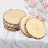 4 PCS 8-9 Inch Natural Wood Slices, Unfinished Paulownia Wood Circles with Barks for Coasters, DIY Crafts, Christmas Rustic Wedding Ornaments and GNIEMCKIN